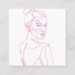 Cartão De Desconto Beleza de Desenho de Linha Elegante Rosa