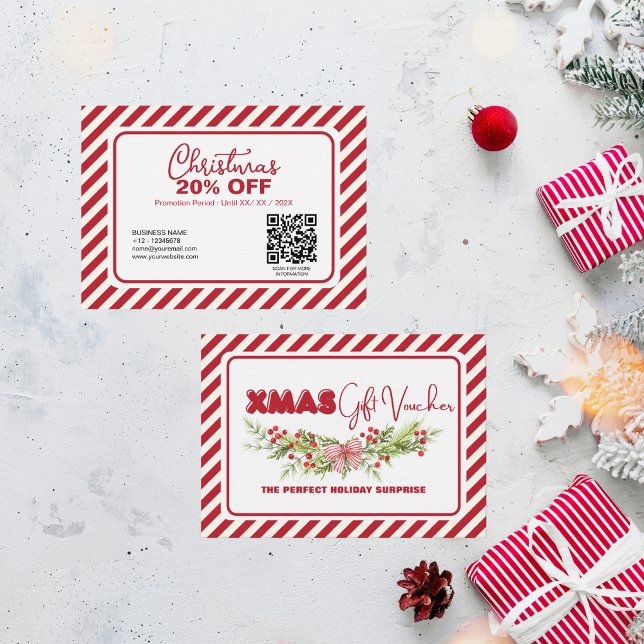 Cartão De Desconto Berries Floral Branco Clássico - Xmas (Criador carregado)