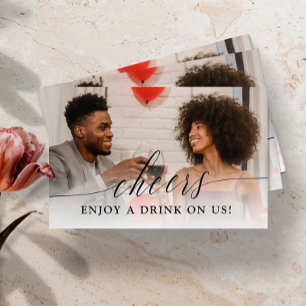 Cartão De Desconto Bilhete de Bebida de Casamento de Foto de Caligraf