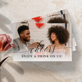 Cartão De Desconto Bilhete de Bebida de Casamento de Foto de Caligraf