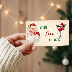 Cartão De Desconto Bilhete de Bebida Grátis de Natal do Papai Noel An