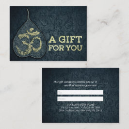 Cartão De Desconto Bodhi Leaf OM Símbolo YOGA Studio Gift Certificate