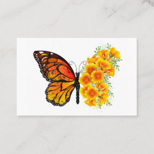 Cartão De Desconto Borboleta Flor com Papagaio Amarelo da Califórnia