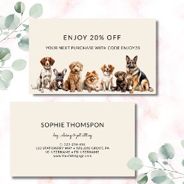 Cartão De Desconto Cães e animais de companhia que andam