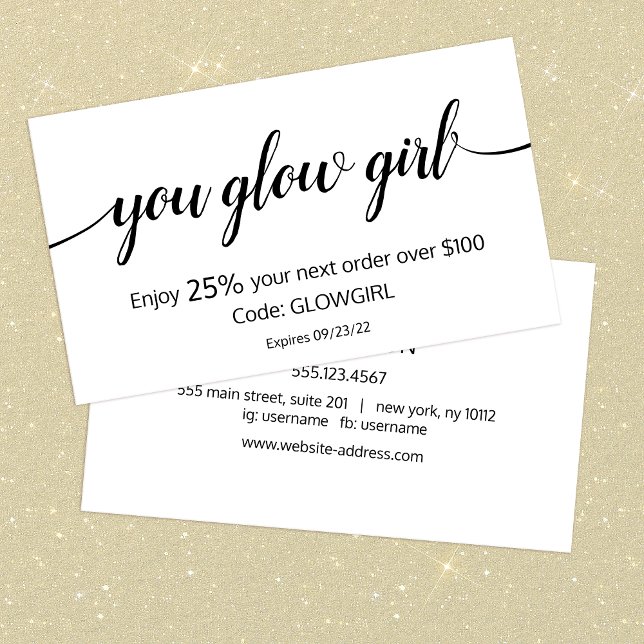 Cartão De Desconto Caligrafia manuscrita de fidelidade do cliente (Criador carregado)