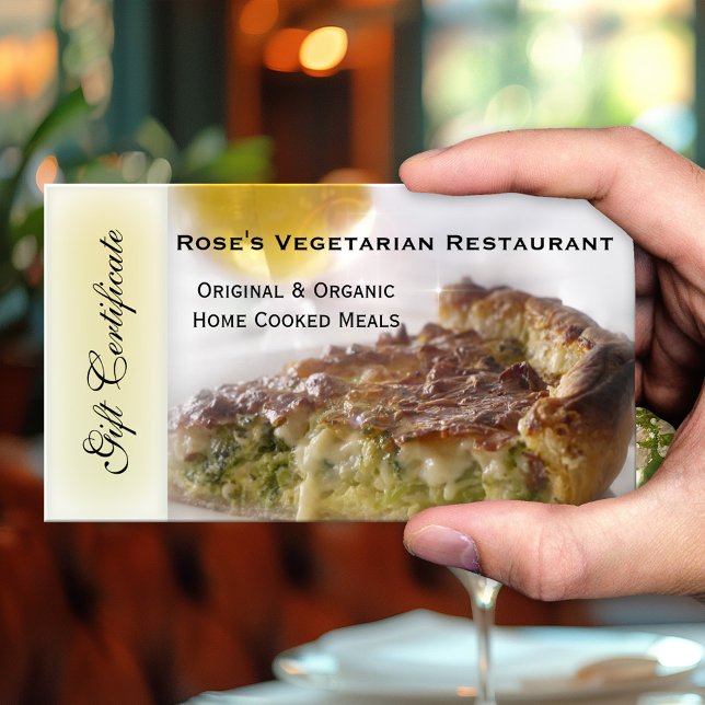 Cartão De Desconto Certificado-Cadeau de Restaurante ou Vale-Presente (Gift certificate for a vegetarian or vegan restaurant featuring your custom photo)