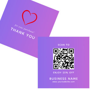 Cartão De Desconto Código de QR de empresa minimalista obrigado