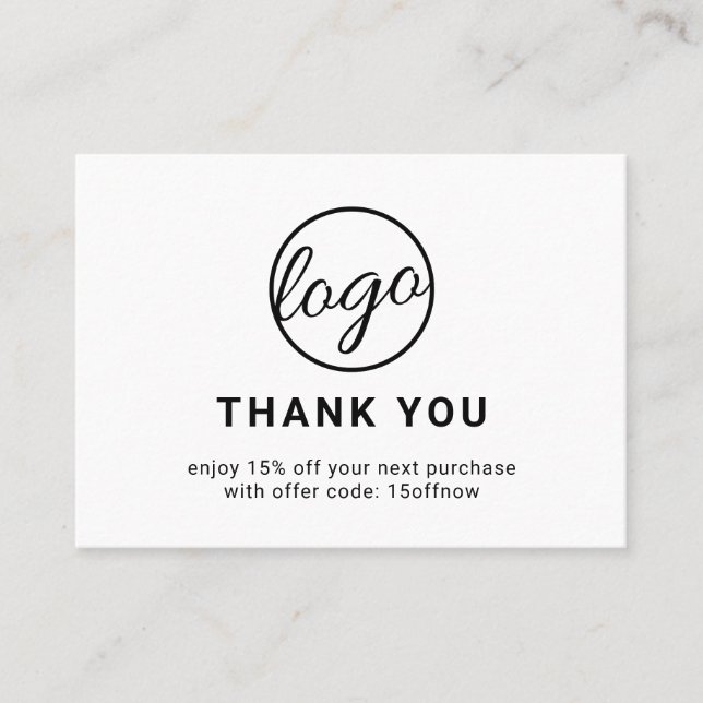 Cartão De Desconto Código QR de logotipo personalizado preto simples  (Frente)