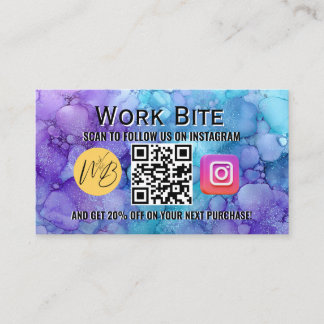 Cartão De Desconto Código QR do Instagram de Negócios de Aquarela de