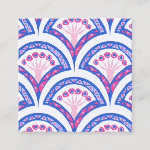 Cartão De Desconto cor damasco floral azul
