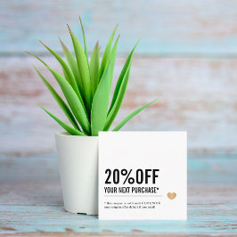 Cartão De Desconto Coração Dourada Escuro Preto Elegante