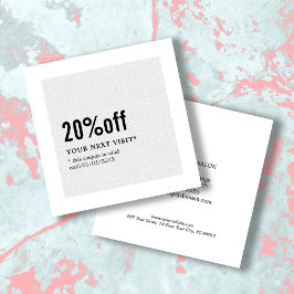 Cartão De Desconto Cupão de Bela Branca Negra Moderna Elegante