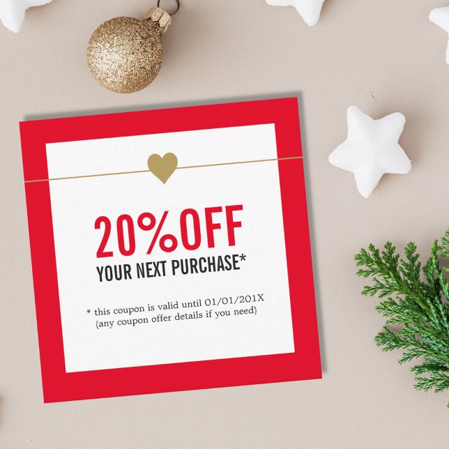 Cartão De Desconto Cupão de Salão da Bela Branca Vermelha Simples Ele (Criador carregado)