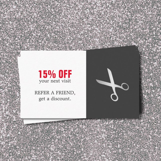 Cartão De Desconto Cupão de Salão de Cabelo Simples Moderno (Criador carregado)