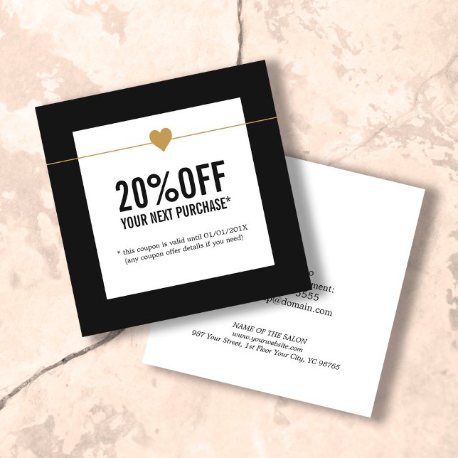 Cartão De Desconto Cupão Simples de Salão de Beleza Elegante (Criador carregado)