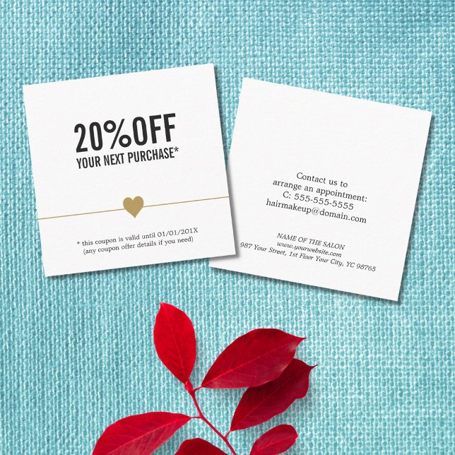 Cartão De Desconto Cupão Simples de Salão de Beleza Elegante (Criador carregado)