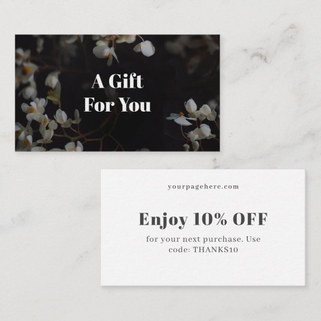 Cartão De Desconto Dark floral aesthetic (Frente/Verso)