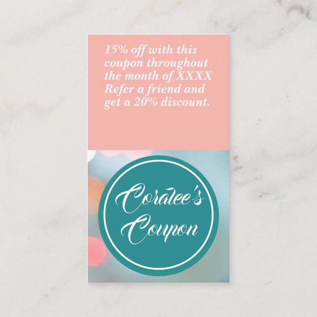Cartão de Desconto de Cupom Personalizável (Verso)