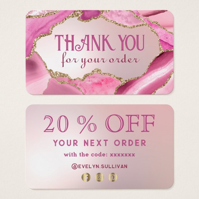 Cartão de desconto de folha de papel azul cor-de-r (Frente & Verso)