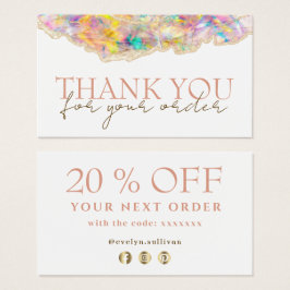 Cartão de desconto do obrigado Opal design