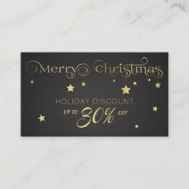 Cartão De Desconto Douradas Estrelas de Natal Feliz