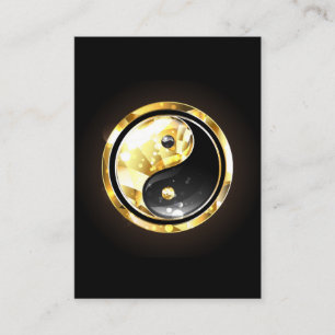 Cartão De Desconto Dourado Yin Yang a preto