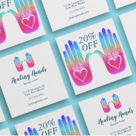 Cartão De Desconto Duas Mãos Curadas Coração Coração Hamsa Colorida P