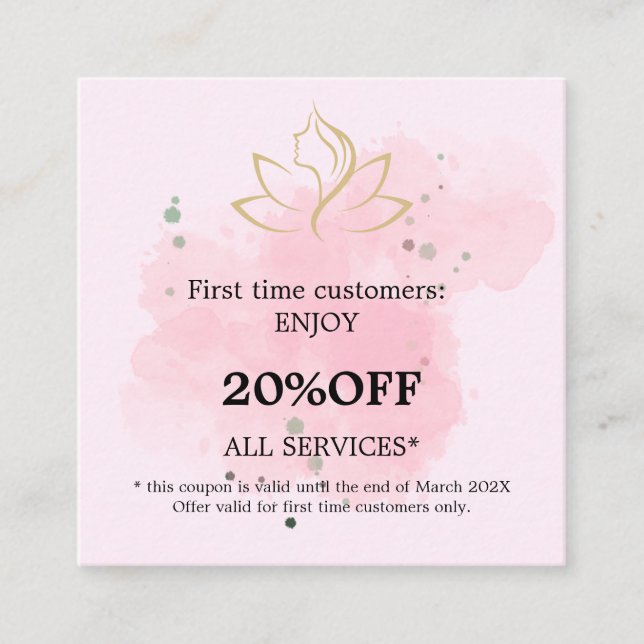 Cartão De Desconto Elegant gold and black beauty salon (Frente)