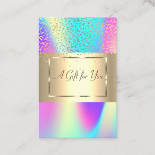 Cartão De Desconto Elegante Frame Dourado, Confetti Ombre Holographic