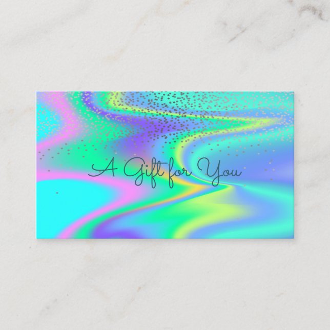 Cartão De Desconto Elegante Modern Confetti Holographic (Frente)