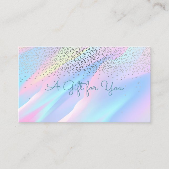 Cartão De Desconto Elegante Moderno Confetti Abstrato Holographic (Frente)