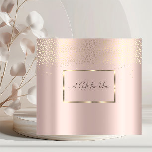 Cartão De Desconto Elegante moldura dourada,Confetes Dourado Rosa