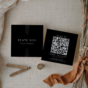 Cartão De Desconto EVERLY Art Deco Preto Código QR de Negócios Obriga