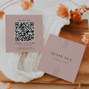 Cartão De Desconto EVERLY Art Deco Rosa Código QR de Negócios Obrigad