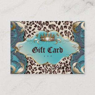 Cartão De Desconto Fashion Jewelry Gift Certificate Leopard Lace Teal