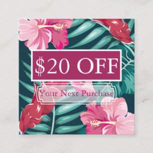 Cartão De Desconto Floral de Verão exótico