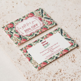 Cartão De Desconto Floral Pink Green Hair Stylist Business