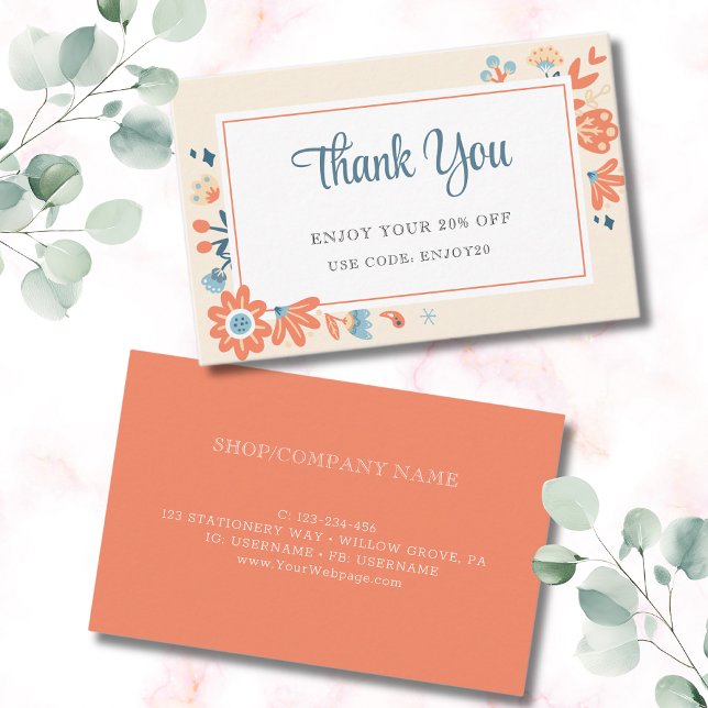 Cartão De Desconto Flores folclóricas nórdicas (Criador carregado)