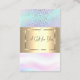 Cartão De Desconto Frame Dourado Elegante Trendy, Confetti Holographi