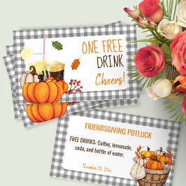 Cartão De Desconto Friendsgiving Potluck Free Drink Card