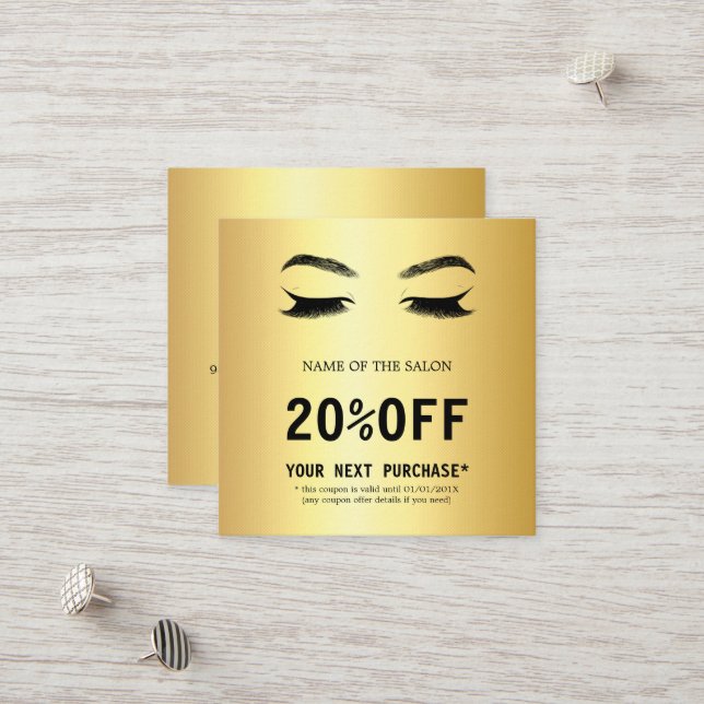 Cartão de Desconto Golden Lashes & Brows Beauty Sa (Frente/Verso In Situ)