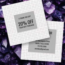 Cartão De Desconto Grade Mínima de Linhas de Lápis Feitas à Mancha