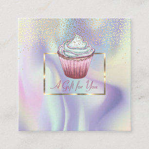 Cartão De Desconto Holográfico Moderno,Quadro,Confetti,Cupcake