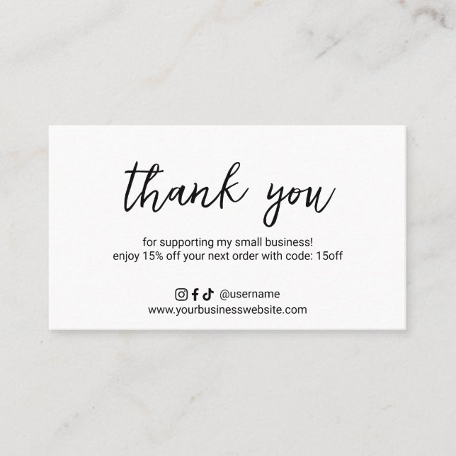 Cartão De Desconto Ícones de mídia social mínimos simples modernos le (Frente)