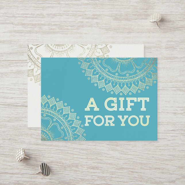 Cartão De Desconto Instrutor de Meditação Yoga Blue Dourado Mandala G (Frente/Verso In Situ)