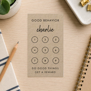 Cartão De Desconto Kraft Rustic Kids Good Behaviour Punch Card