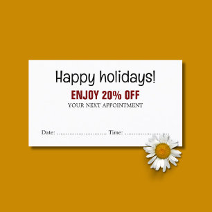 Cartão De Desconto Legal Cupão de Nomeação do Salão Branco Vermelho B