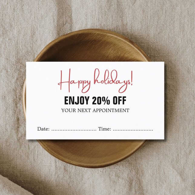 Cartão De Desconto Legal Cupão de Nomeação do Salão Branco Vermelho B (Criador carregado)