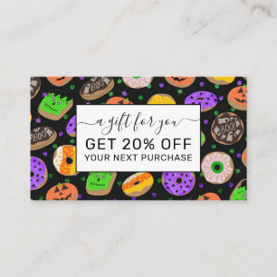 Cartão De Desconto Legal Glitter Confetti Rosquinha Halloween