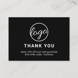 Cartão De Desconto Logotipo personalizado Código QR preto simples mod